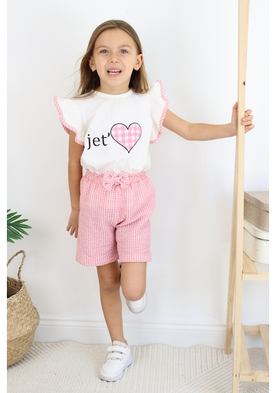 Miababy Jet Love Baskılı İkili Takım Pembe