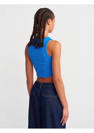 Dilvin 20844 Önü Düğmeli Top-saks Saks