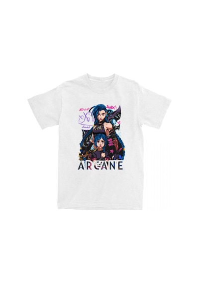 Tarzsokak Beyaz Oyun Jinx Arcane Leri Yaz O-boyun Grafik Baskı Elbise Hip Hop Stre