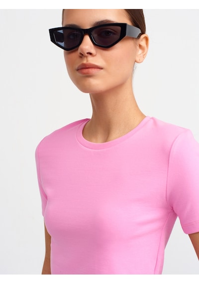 Dilvin Crop T-shirt 101a30124 Pembe
