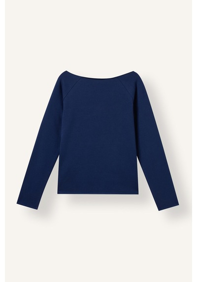 Defacto Slim Fit Büyük Yaka Reglan Uzun Kollu Basic Tişört Kız Çocuk I8377a826aunv42 Lacivert-nv42