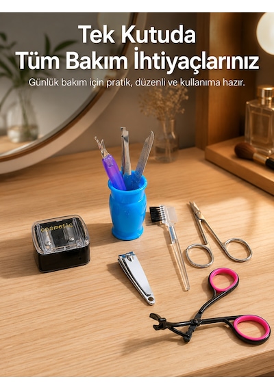 Ev Tipi Manikür Seti Cımbız Tırnak Makası Kaş Makası Bakım Kiti - Lisinya