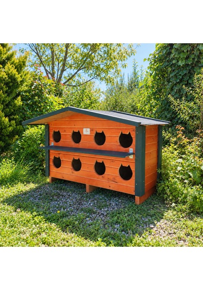 8 Yuvalı Ahşap Kedi Evi Dış Mekan