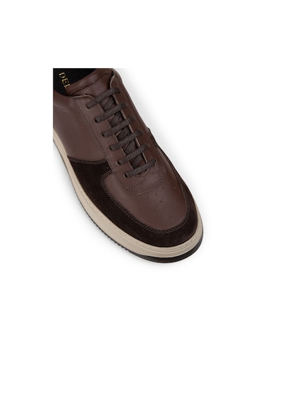 Deery Hakiki Deri Kahverengi Erkek Sneaker Ayakkabı - 01965Mkhve01 Kahverengi