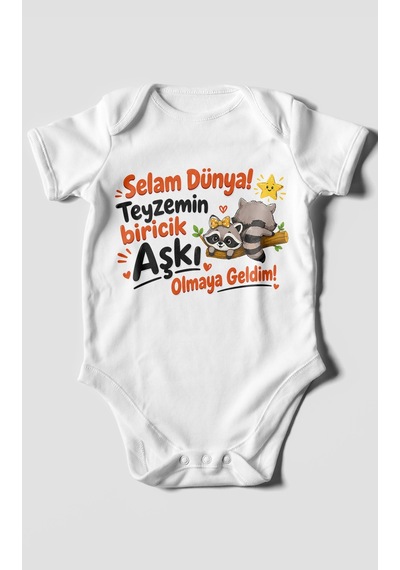 Morivokids Teyzeye Özel Kısa Kollu Bebek Body %100 Pamuk Zbn189-kk Beyaz