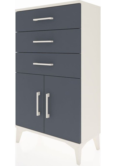 Arges Komodin Tek Raflı 3 Çekmeceli 2 Kapaklı 60x30x106 Aytaş... Aytaşı