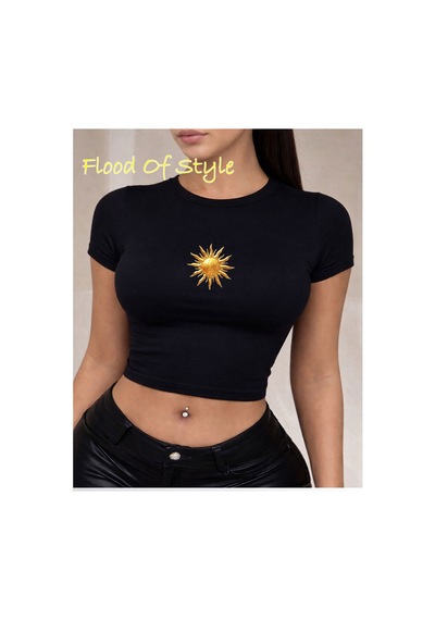 Flood Of Style Siyah Babby Tee Güneş Özel Tasarım