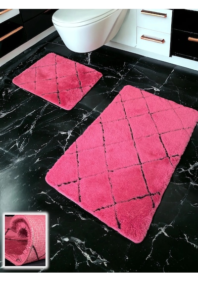 Savera Fuşya 2li Banyo Paspası 60x100 50x60 Cm Fuşya