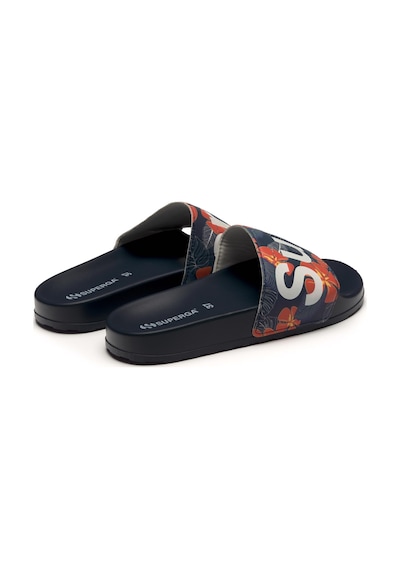 Superga 1908 Slides Hibiscus Print Polysoft Unisex Siyah-turuncu Terlik Siyah-turuncu-332