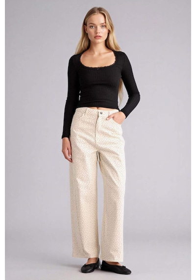 Defacto Baggy Fıt Normal Bel Standart Boy Gabardin Pantolon G9492ax26spwt81 Beyaz-wt81