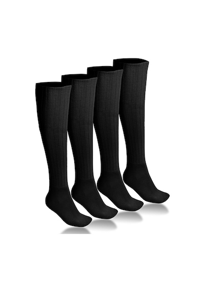 Ciho Socks 4 Çift Siyah Uzun Diz Altı Kışlık Kadın Yünlü Çizme Uyku Çorabı Soft Touch Siyah
