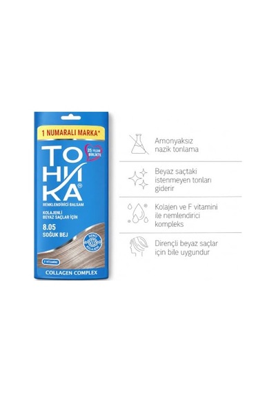 Tonıka Renk Veren Saç Balsamı 8.05 Soğuk Bej Cold Beige 150 Ml Peroksit Ve Amonyak İçermez