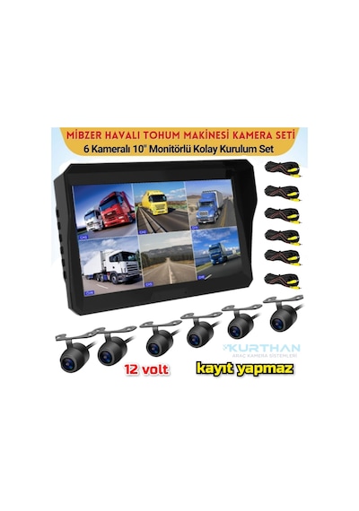 Tarım Araçları İçin 6 Kanallı Monitör Ve 6 Kamera Hazır Set
