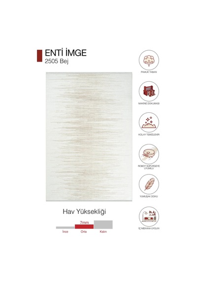 Hoom Rugs İmge 2505 Bej Soft Desenli Akrilik Salon Halısı