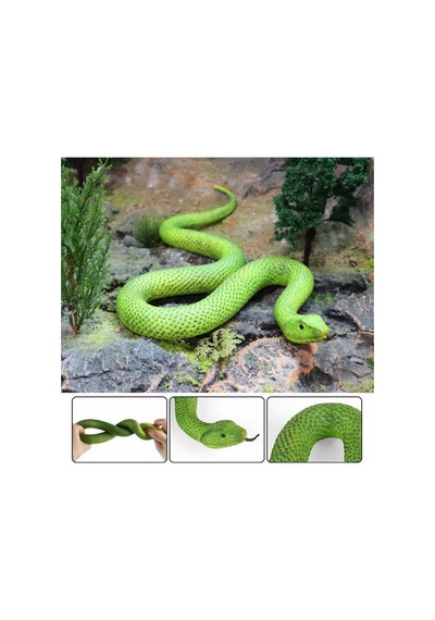 Büyük Boy Gerçekçi Esnek Yılan 37 Cm Yumuşak Dokulu Yeşil Tpr Oyuncak Python
