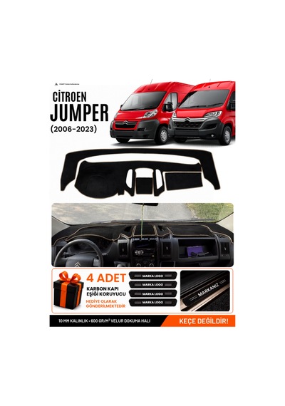 Citroen Jumper 2006-2024 Uyumlu Torpido Koruma, Torpido Örtüsü, Torpido Kılıfı - Siyah Bej