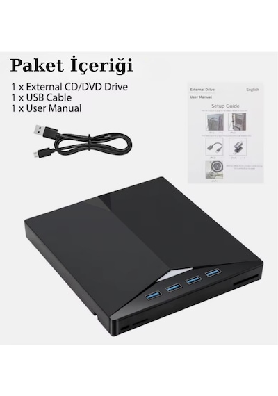 Çok Fonksiyonlu Harici Cd Dvd Sürücü 7 In 1 Harici USB 3.0 Type-c Yazıcı Okuyucu Laptop Mac Win