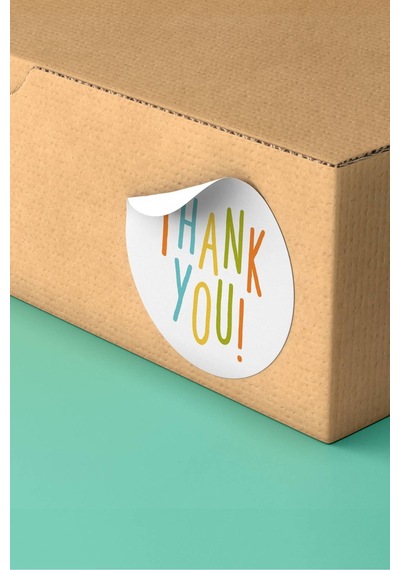 Renkli Thank You Hediye Kargo Paketleme Sticker 3x3cm St2124 Çok Renkli