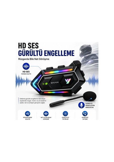 Motosiklet Kask Bluetooth İntercom Kask İnterkom Çift Mikrofonlu 300m Hd Ses