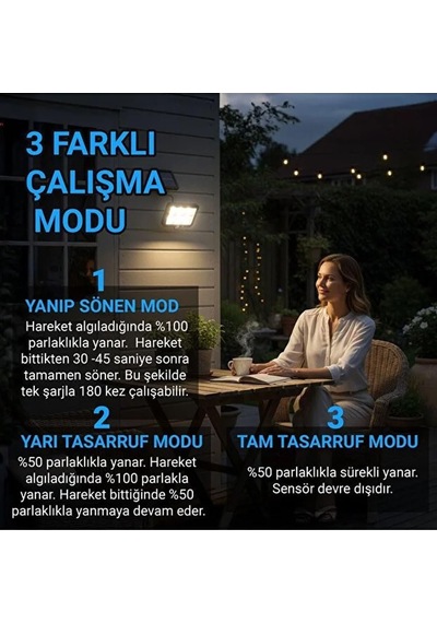 Tr Güneş Enerjili Sensörlü 120 Led Solar Aydınlatma Lambası Hareket Sensörlü 480 Cm Uzatma Kablosu İç Ve Dış Diğer