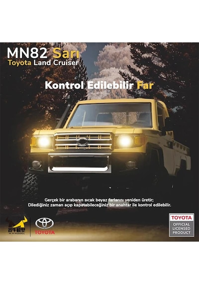 Mn Model Mn82 1/12 Toyota Land Cruiser Lc79 4wd Rc Model Crawler Offroad Uzaktan Kumandalı Araba Truck Rtr Lisanslı Sarı+dahili Işık Seti