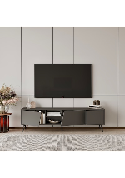 Roma 175 Cm Tv Ünitesi 100% Mdf Metal Ayak Gri