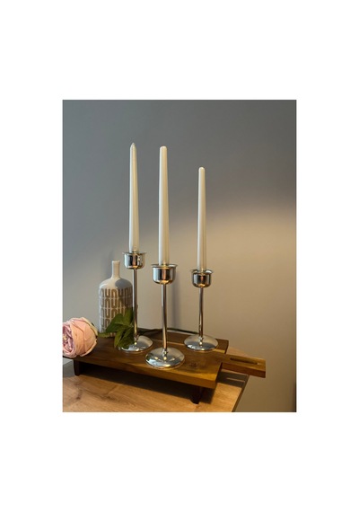 Gümüş Rengi Bloom 3'lü Şamdan & Mumluk Seti Gümüş - 820385533 Gümüş