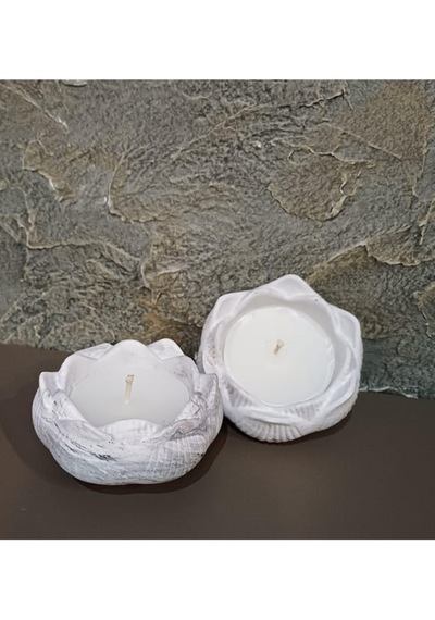El Yapımı Mumlu Lotus Pudra Pembe - Beyaz - Açık Kahverengi - Koyu Füme