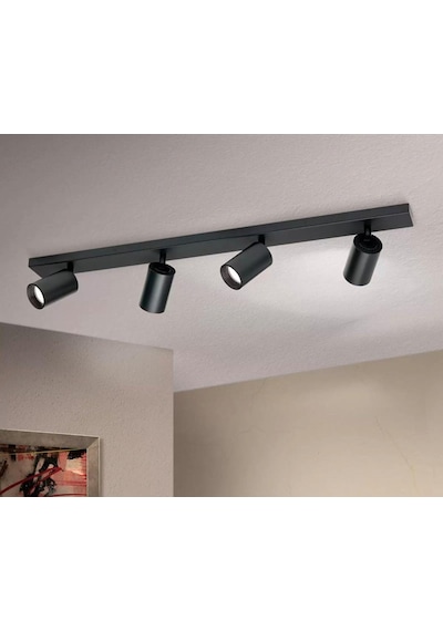 Mylights Demet Habek Panasonic Gün Işığı Led Ampullü 4lu Hareketli Led Spot Led Avize Siyah