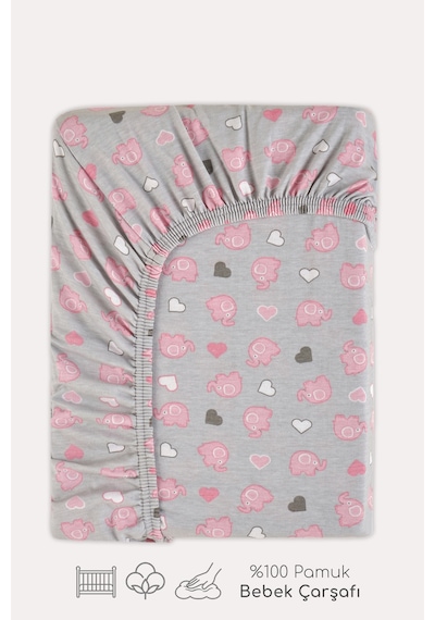 %100 Pamuk Lastikli Bebek Çarşafı 60x120cm Çok Renkli - 933481723