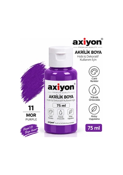 Axiyon Art Akrilik Boya 75 Ml Mor 2'li Paket Su Bazlı Hobi Ve Dekoratif Boya