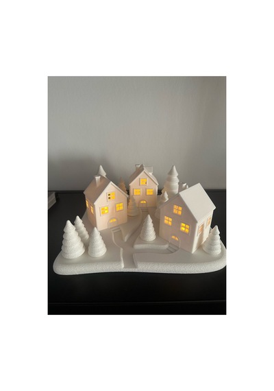 Yılbaşı Süsü Led Işıklı 3'lü Ev Dekorasyon Kış Manzaralı Tealight Ledli Kış Evleri Led Mumlar Hediye