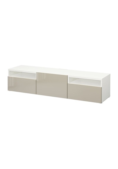 Tv Sehpası, Beyaz-parlak Cila-bej, 180x42x39 Cm, Selsvıken, Fren Raylı Beyaz Tv Sehpası, Beyaz-parlak Cila-bej, 180x42x39 Cm, Selsvıken, Fren Raylı Beyaz