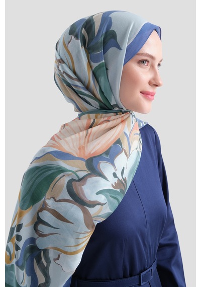Armine Elegance Pamuk - İpek Şal As559 Saks Mavi