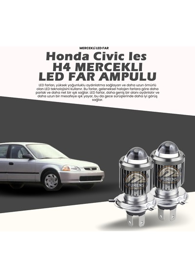 Honda Civic İes Mercek Led Xenon Uzun - Kısa Tek Renk Beyaz