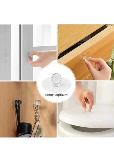 Kendinden Yapışkanlı Kristal Kulp Askısı - 2 Adet, Çok Amaçlı Kullanım