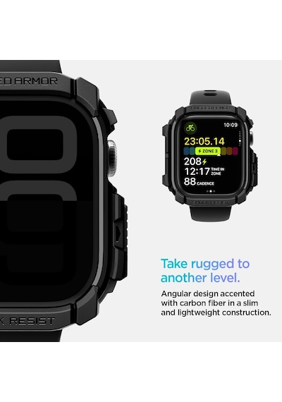 Apple Watch 46mm Seri 11/10 İle Uyumlu Kılıf Rugged Armor Matte Black - Acs08597 Çok Renkli