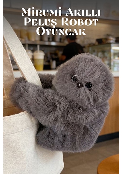 Mirumi Etkileşimli Peluş Robot Oyuncak Hareketli Kafa Ve Sevimli Tepkiler Açık Gri