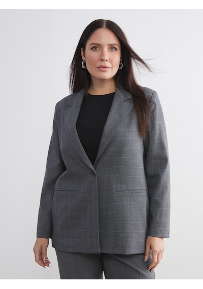 Lcwaıkıkı Classic Gri Ekose Kadın Blazer Ceket
