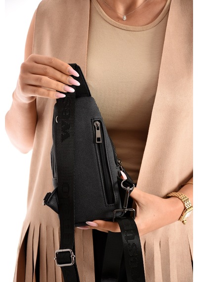 Westpolo Unisex Vegan Deri Çapraz Göğüs Ve Omuz Çantası Body Bag - 7044kes Siyah