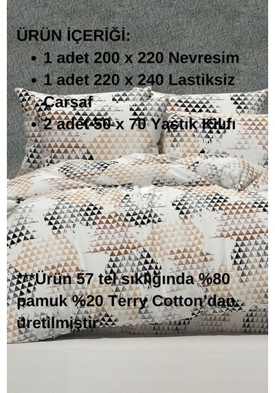 Sunrise Krem-kahverenk Siyah Renkli Çift Kişilik Nevresim Takımı Krem - Kahverengi