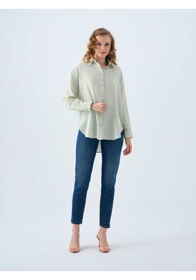 Loose Fit Kadın Gömlek U.kol Mint Yeşili