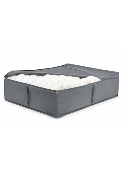Gri Kumaş Saklama Hurcu 69x55x19 Cm Dolap İçi Düzenleyici Büyük Boy Kıyafet Ve Battaniye Organizer
