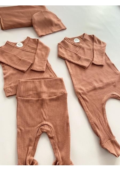 Key Kids Jakarlı Kiremit Organik Modal 5'li Hastane Çıkışı Seti Newborn 0- Çok Renkli