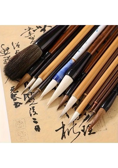 Çini Tahrir, Seramik Boyama, Çini Boyama, Vazo, Sırlama, Resim, Hasır Fırçalık, Brush Yazı-18'li Set