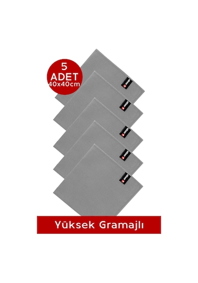 Silver Home Mikrofiber Extra Kalın Baklava Desen Cam Temizlik Bezi Gri 5'li 40 x 40 CM