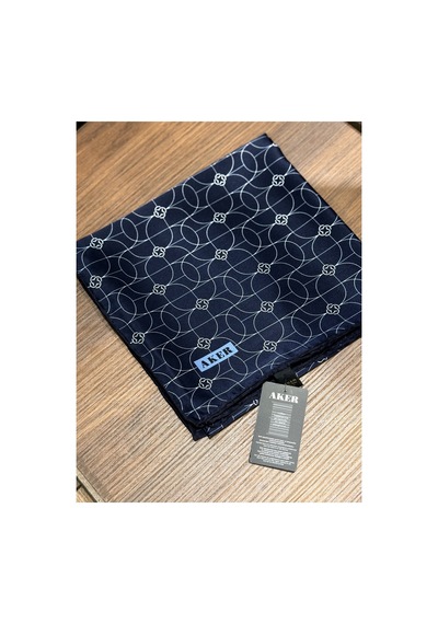 Aker Monogram Desen 2025/2026 Saf İpek Sura Eşarp 9065713 Lacivert/beyaz - 324 Lacivert/beyaz - 324