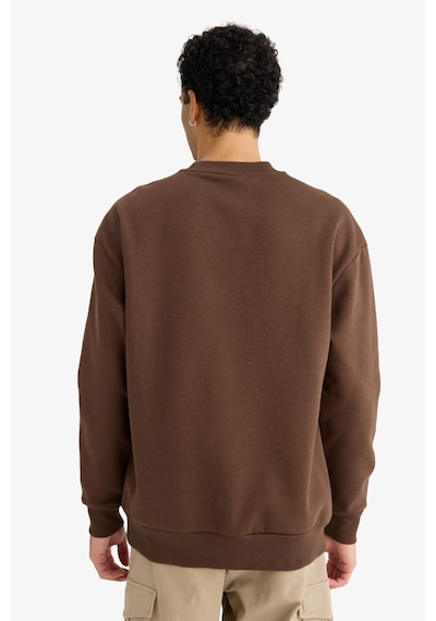 Defacto Boxy Fit Bisiklet Yaka Baskılı Sweatshirt X8282az25aubn539 Kahve-bn539