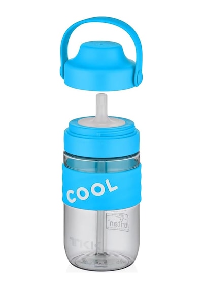 Tkk 550ml Cool Silikon Gövde Yumuşak Pipetli Çocuk Matarası Açık Mavi