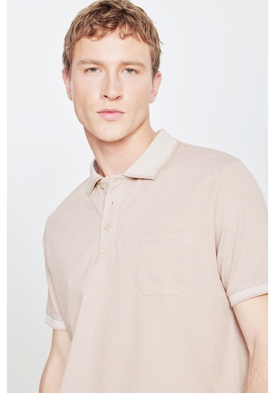 Ac&Co / Altınyıldız Classics Polo Yaka Cepli Regular Fit Bol Kesim Düz Tişört - 482518226 Bej